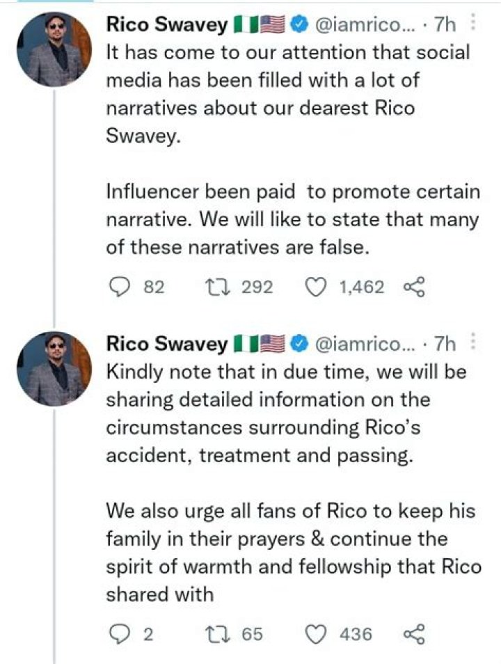
Social Media Has Been Filled With Lots Of Narratives – Rico Swavey’s Management Speaks Out, Gives Update On Burial Arrangement 
